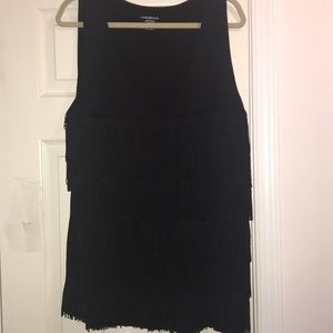 Black Flapper Style Tank with Frills